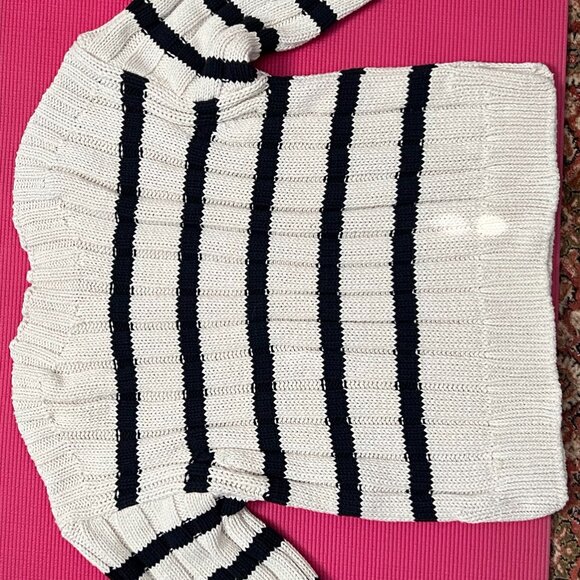 Zara chunky-knit cotton striped sweater, size S, cream/black - Picture 3 of 9